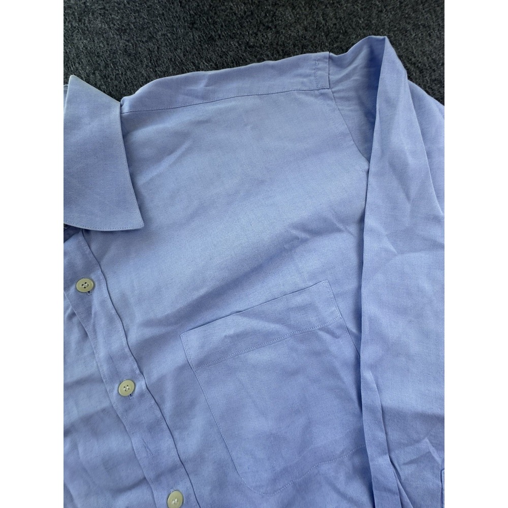 Bachrach Shirt Mens 17 Blue Button Up Dress Long Sleeve‎ Cotton Pocket Business